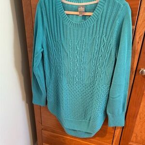 Soho Teal Cable Knit Scoopneck Sweater